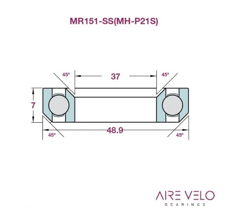 Ložisko hlavového zloženia XLC MR151 1-3/8" ?37 X ?48.9 X 7mm 45/45°