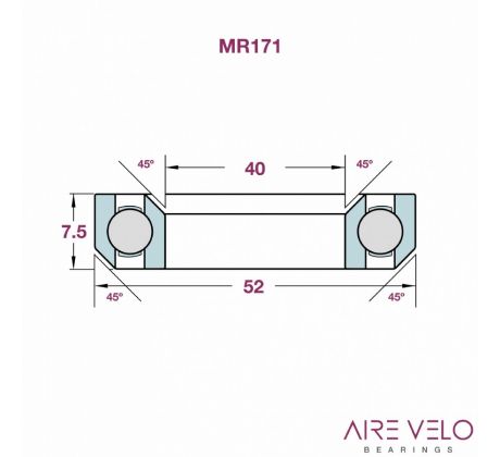 Ložisko hlavového zloženia XLC MR171 1.5" ?40 X 52 X 7,5mm 45/45°