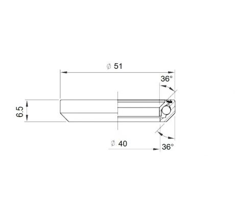 Ložisko hlavového zloženia ELVEDES | 1 1/2" | 40 x 51 x 6,5 - 36° x 36° | 1 pcs | MR006