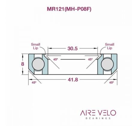 Ložisko hlavového zloženia ELVEDES | 1 1/8" | 30,5 x 41,8 x 8 - 45° x 45° | 1 pcs | MR121