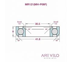 Ložisko hlavového zloženia BHP-181 MR121 1-1/4"  30.5 X 41.8 X 8mm 45/45°